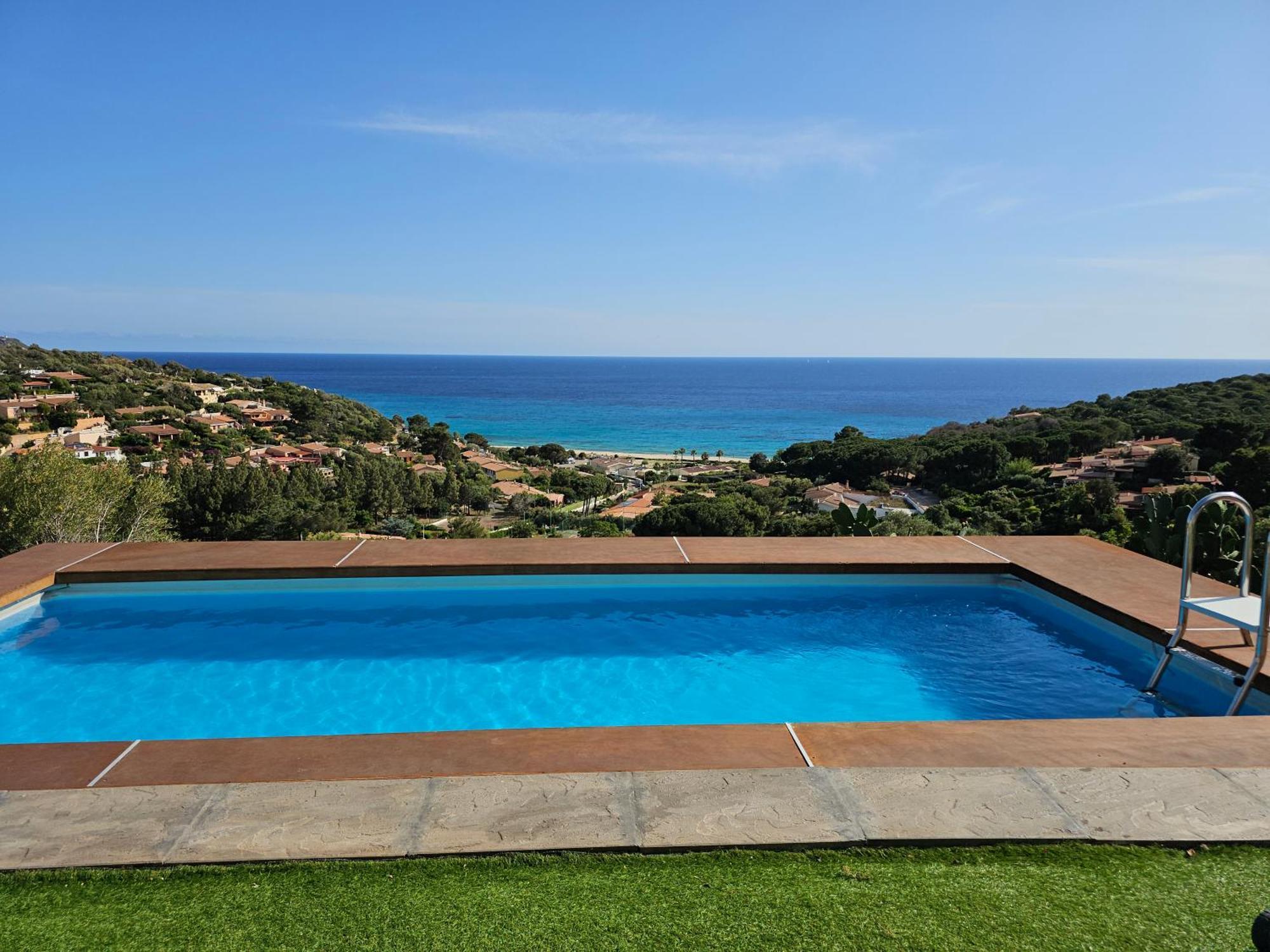 Villetta Con Piscina Panoramica Belvedere Mari Pintau Geremèas Exteriör bild